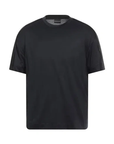 Emporio Armani Man T-shirt Midnight Blue Size L Lyocell, Cotton, Polyamide, Polyester, Elastane