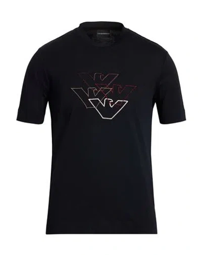 Emporio Armani Man T-shirt Midnight Blue Size Xxl Cotton In Black