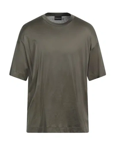 Emporio Armani Man T-shirt Military Green Size L Lyocell, Cotton