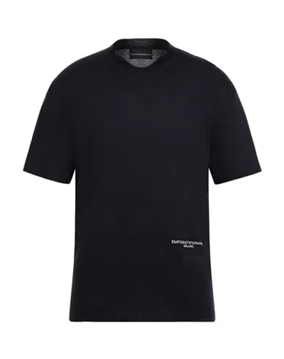 Emporio Armani Man T-shirt Navy Size L Cotton In Navy
