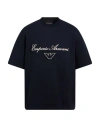 Emporio Armani Man T-shirt Navy Size L Cotton, Polyester, Elastane In Black