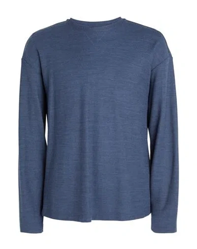 Emporio Armani Man T-shirt Navy Size L Lyocell, Wool In Navy Blue