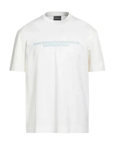 Emporio Armani Man T-shirt Off White Size L Lyocell, Cotton