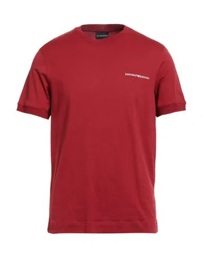 Emporio Armani Man T-shirt Red Size L Cotton In Brown