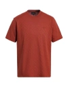Emporio Armani Man T-shirt Rust Size L Cotton In Brown