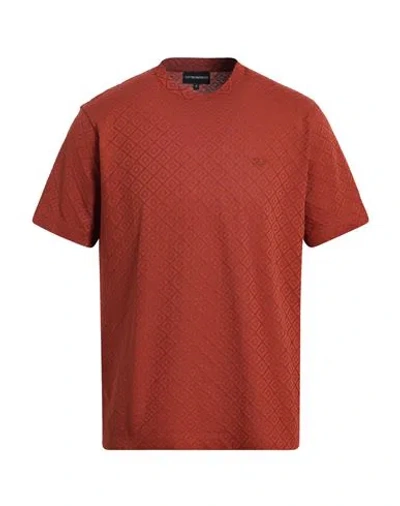 Emporio Armani Man T-shirt Rust Size L Cotton In Brown