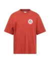 Emporio Armani Man T-shirt Rust Size L Cotton In Red