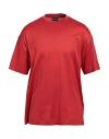 Emporio Armani Man T-shirt Rust Size L Lyocell, Cotton In Red