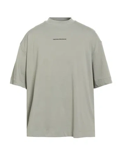 Emporio Armani Man T-shirt Sage Green Size L Cotton In Gray