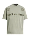 Emporio Armani Man T-shirt Sage Green Size L Cotton, Polyester