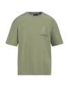 Emporio Armani Man T-shirt Sage Green Size Xl Polyester, Elastane In Sage Green