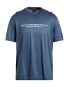 Emporio Armani Man T-shirt Slate Blue Size L Lyocell, Cotton