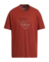 Emporio Armani Man T-shirt Tan Size L Cotton In Red
