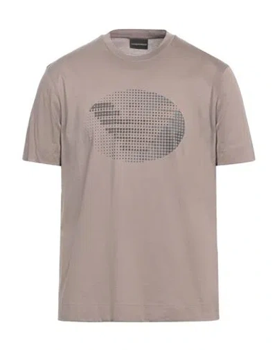 Emporio Armani Man T-shirt Taupe Size L Cotton In Grey