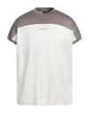 Emporio Armani Man T-shirt Taupe Size L Cotton In Grey