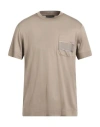Emporio Armani Man T-shirt Taupe Size L Lyocell, Cotton In Brown