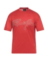 Emporio Armani Man T-shirt Tomato Red Size L Lyocell, Cotton In Tomato Red