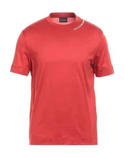 Emporio Armani Man T-shirt Tomato Red Size M Lyocell, Cotton