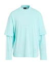Emporio Armani Man T-shirt Turquoise Size L Cotton In Blue