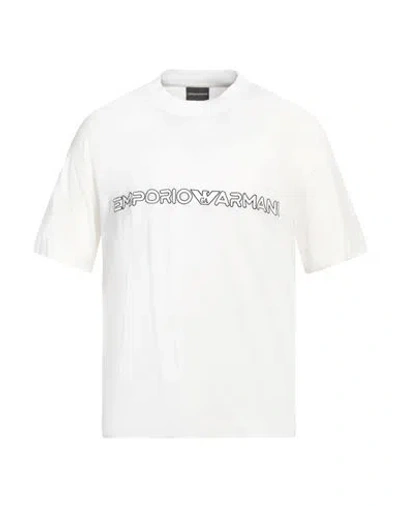 Emporio Armani Man T-shirt White Size L Lyocell, Cotton