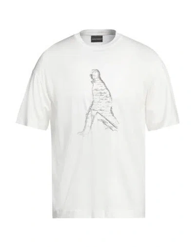 Emporio Armani Man T-shirt White Size L Lyocell, Cotton