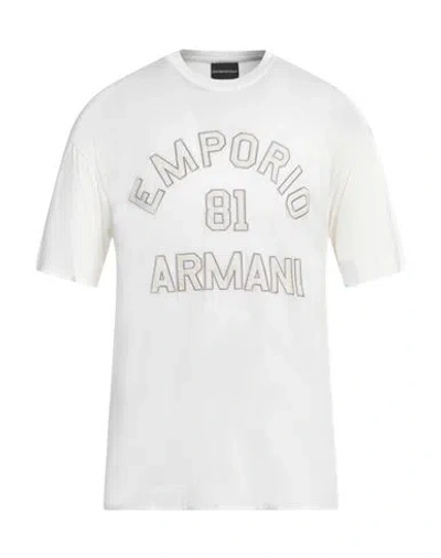 Emporio Armani Man T-shirt White Size M Lyocell, Cotton