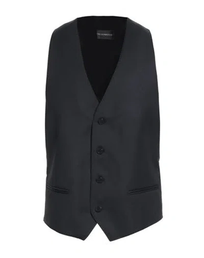 Emporio Armani Man Tailored Vest Midnight Blue Size 44 Virgin Wool, Silk, Cashmere
