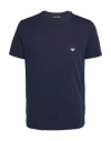 Emporio Armani Crew Neck Logo Embroidered Modal T-shirt In Navy