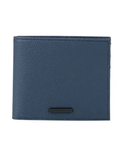 Emporio Armani Man Wallet Navy Size - Cow Leather In Blue