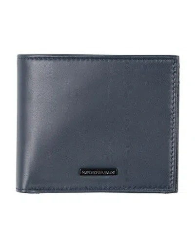 Emporio Armani Man Wallet Navy Size - Lambskin In Blue