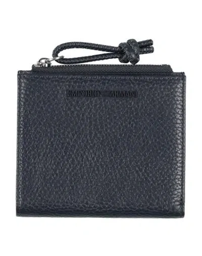 Emporio Armani Man Wallet Navy Size - Leather In Blue