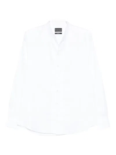 Emporio Armani Mandarin-collar Cotton Shirt In White