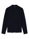 Emporio Armani Icon Knitted Jacket With Guru Collar In Black
