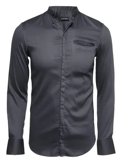 Pre-owned Emporio Armani Mandarin-collar Shirt In Gray