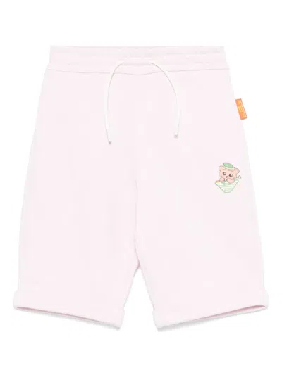 Emporio Armani Kids' Manga Bear Crew Shorts In Pink