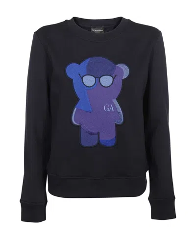 Emporio Armani Manga Bear Long-sleeved Sweatshirt In Black