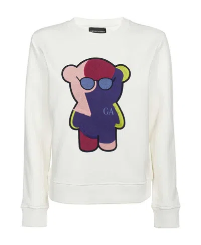 Emporio Armani Manga Bear Long-sleeved Sweatshirt In Purple