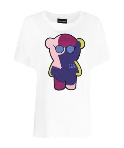 Emporio Armani Manga Bear Patch T-shirt In White