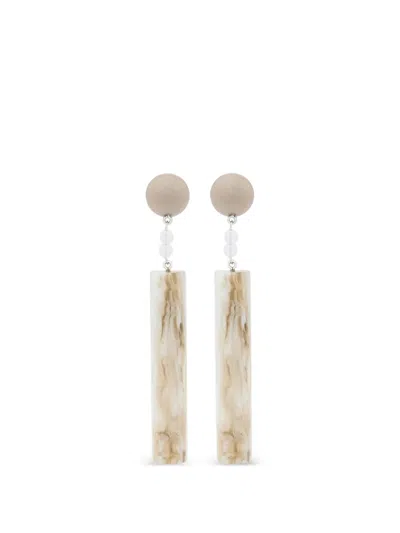 Emporio Armani Marbled-effect Drop Earrings In Neutrals
