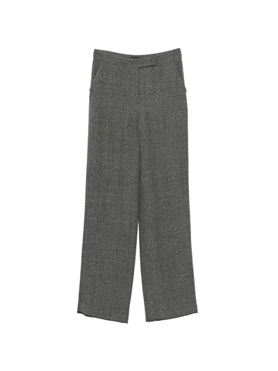 Emporio Armani Straight Leg Tailored High Waist Trousers In Gray