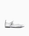 Emporio Armani Mary Janes With All-over Sequins In Silver
