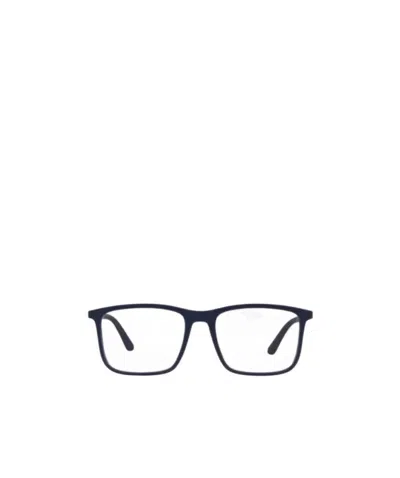 Emporio Armani Matte-effect Rectangle-frame Glasses In Blue