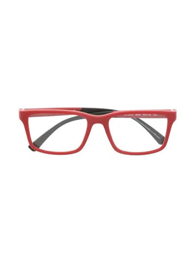 Emporio Armani Kids' Matte Square-frame Sunglasses In Red