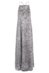 Emporio Armani Maxi Dress With All-over Sequin Embroidery In Gray