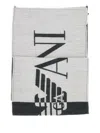 Emporio Armani Maxi Logo Fringed Scarf In White