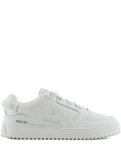Emporio Armani Maxi-logo Lace-up Sneakers In White