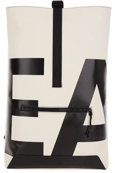 Emporio Armani Maxi Logo Print Backpacks In White