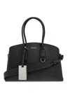 Emporio Armani Official Store Asv Icon Regenerated Leather Medium Handbag In 黑色