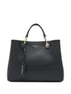 Emporio Armani Medium Grain-leather Tote Bag In Black