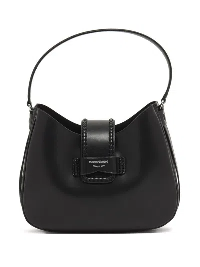 Emporio Armani Medium Leather Hobo Bag In Black